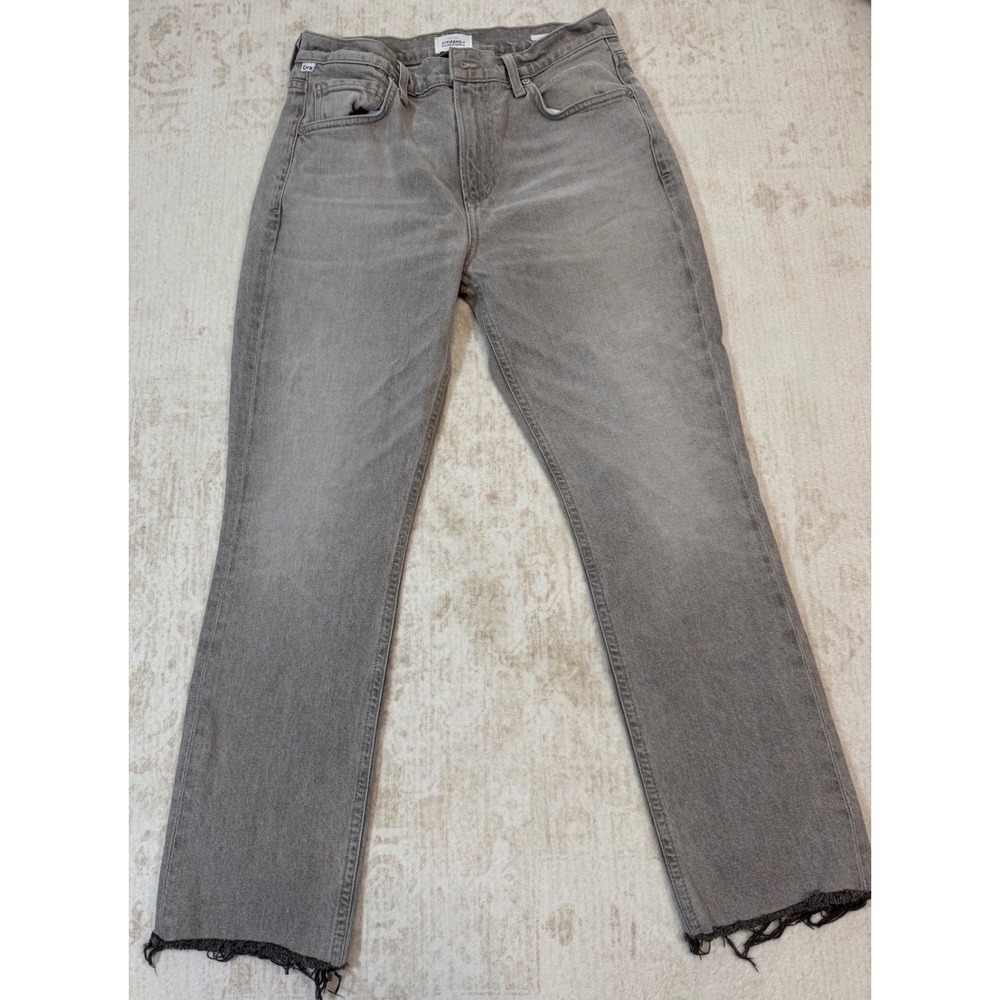 Citizens of Humanity Isola Cropped Bootcut Jeans Grey Raw Hem 2083-3010 Size 26
